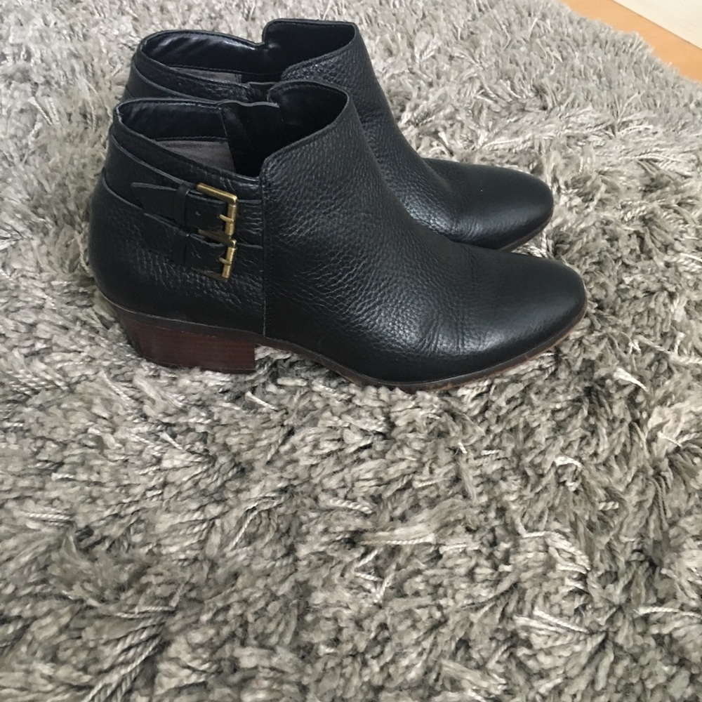 Sam Edelman Black Leather Booties Buckle Detail